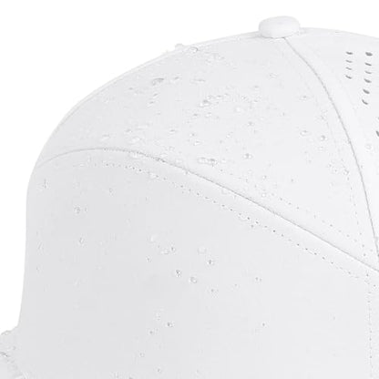 Quick Dry Baseball Cap Flat Brim Snapback Golf Hat for Men Women - color: White