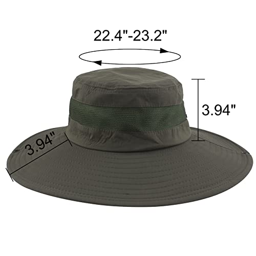 Muryobao Men's Boonie Hat UPF 50+ Summer Sun Hat UV Protection Wide Brim Waterproof Bucket Hat for Beach Fishing Cap - color: Army Green
