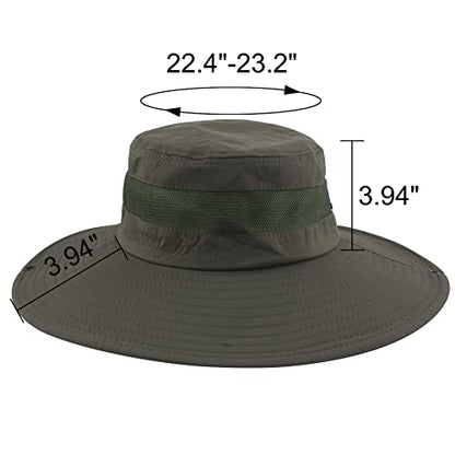 Muryobao Men's Boonie Hat UPF 50+ Summer Sun Hat UV Protection Wide Brim Waterproof Bucket Hat for Beach Fishing Cap - color: Army Green
