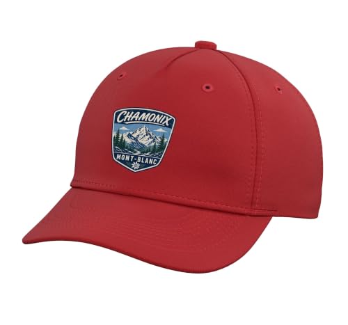 Chamonix Mont Blanc Mountain Hiking Adventure Nature Travel Adjustable Baseball Hat - color: Red