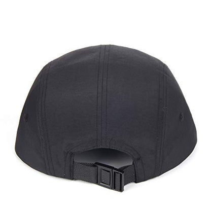 5 Panel Baseball Cap Camp Cap Taslon Short Brim Cap Quick Dry Hat Flat Bill Big Size Large Caps Oversize Running Hat - color: Black, size: 7 3/4