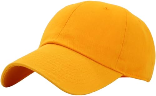 KBETHOS Classic Unisex Cotton Adjustable Low Crown Baseball Cap – Plain Dad Hat - color: Gold