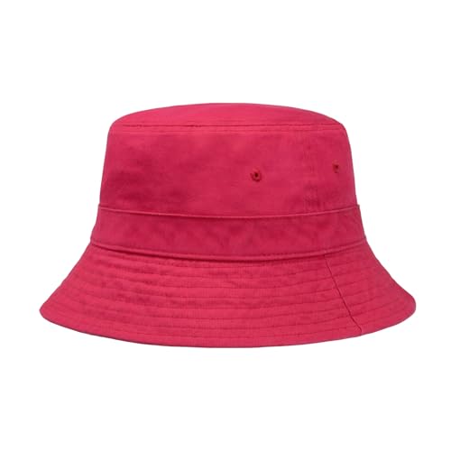 Hot Summer Bucket Hat - Trendy Cotton Sun Hat for Beach, Golf, Fishing - color: French Rose