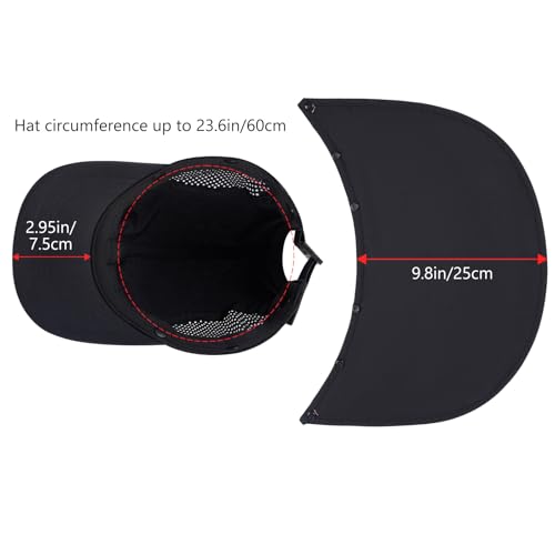 BASSDASH UPF 50+ Fishing Hat, Baseball Cap with Removable Neck Flap - color: Black With Unfoldable Brim
