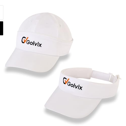 2-in-1 Convertible Golf Visor & Baseball Cap, Lightweight Breathable Sports Hat for Men & Women, Adjustable 100% Polyester - color: White