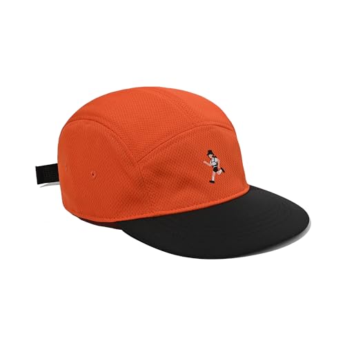 Clakllie Quick Dry Flat Brim Hat Women's 5 Panel Cap Casual Baseball Cap Cooling Mesh Hats Trucker Style Flat Bill Hat,WBTQH2401-Orange