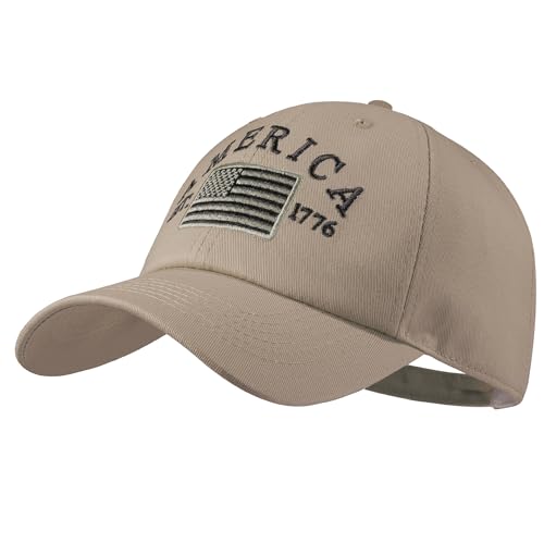 IIN American Flag Baseball Cap for Men Women Low Profile USA Army Tactical Operator Military Plain Dad Hat - color: Usa-khaki