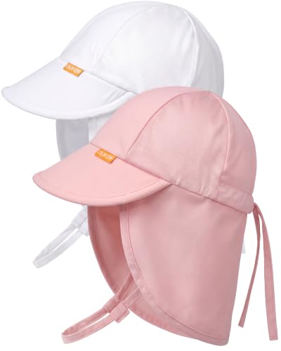 Baby Sun Hat with Breathable Mesh, UPF 50+ Boys Girls Toddler Swim - color: White + Pink, size: 2-4T