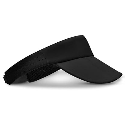 Foldable Sports Sun Visor Hat - Adjustable Running Golf Tennis Cap with Mesh&Reflective Design, Quick Drying for Men & Women - color: Black/Non-reflective