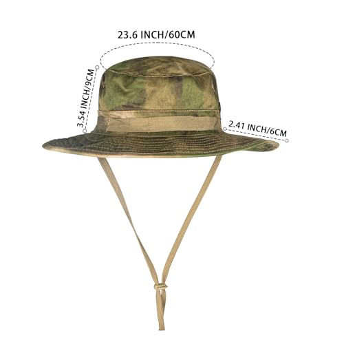 Sun Hats for Men Women Bucket Hat UPF 50+ Boonie Fishing Safari Hat - color: Green Ruin