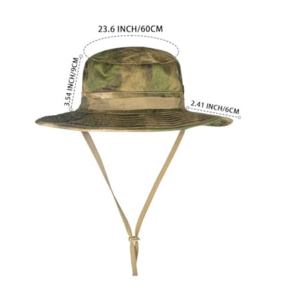 Sun Hats for Men Women Bucket Hat UPF 50+ Boonie Fishing Safari Hat - color: Green Ruin