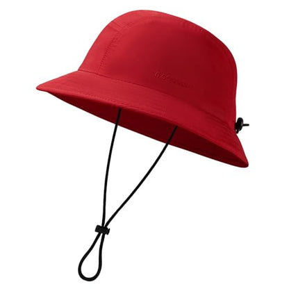 BASSDASH UPF50+ Fishing Bucket Hat for Men Women Lightweight Water Resistant Packable Outdoor Summer Sun Hats FH13 - color: Red