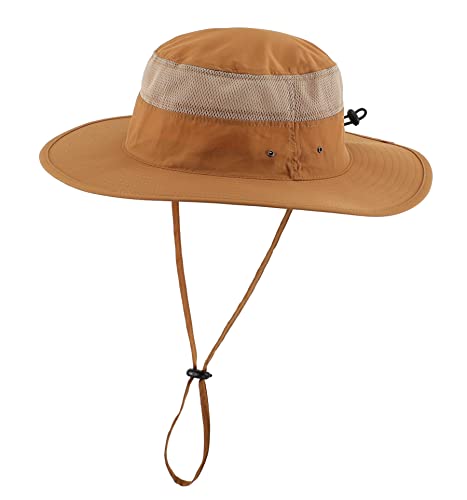 Home Prefer UPF 50+ Men's Sun Hat Wide Brim Bucket Hat UV Protection Hat for Mens Womens Beach Safari Gardening Golf Fishing - color: Brown