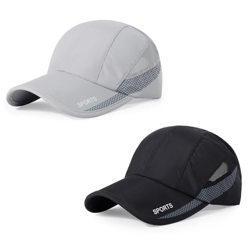 HH HOFNEN Quick Dry Cap Lightweight Running Sports Golf Hat for Men Women - color: #3 Light Grey+black