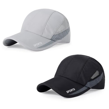 HH HOFNEN Quick Dry Cap Lightweight Running Sports Golf Hat for Men Women - color: #3 Light Grey+black