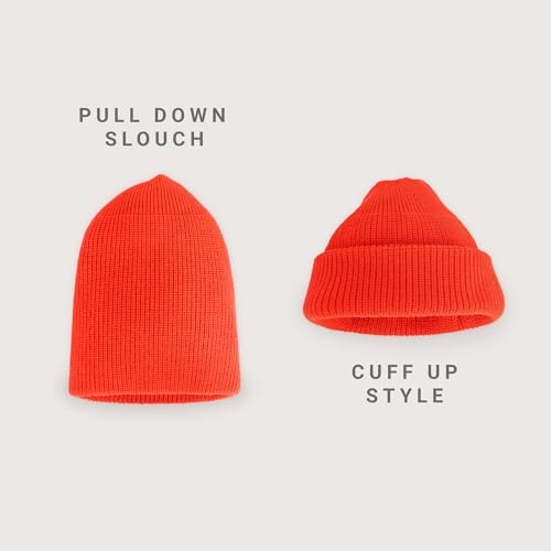 Fisherman Beanie Cuffed Knit Winter Hat Trawler Sailor Watch Cap Men Women - color: Classic (Orange)