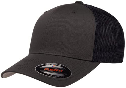 Flexfit 6511 핏 미드 프로파일 스트레치 메시 패널 트러커 캡 - color: 차콜/네이비, size: S - M