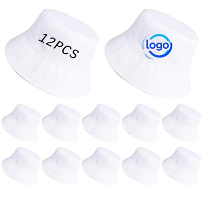 Bucket Hats Bulk Solid Color DIY Blank Hat Bucket Hats for Men, Women and Adults - color: 12 Pcs White Bucket Hat