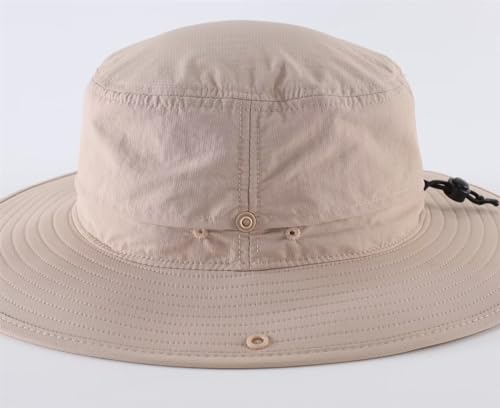 Connectyle Sun Hat for Men Women Outdoor UV Protection Safari Hat for Fishing Hiking Gardening Breathable Cowboy Hat UPF50 - color: Light Khaki