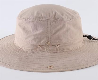 Connectyle Sun Hat for Men Women Outdoor UV Protection Safari Hat for Fishing Hiking Gardening Breathable Cowboy Hat UPF50 - color: Light Khaki