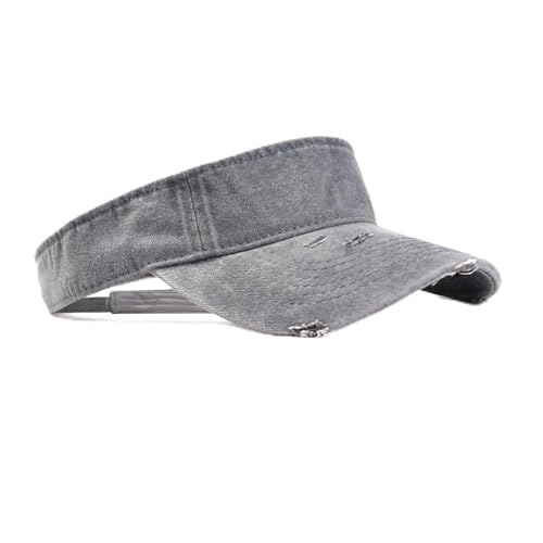 ANDICEQY Retro Ripped Sun Visor Hat, Baseball Sun Visors for Women and Men - color: Retro Gray