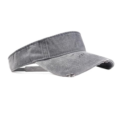 ANDICEQY Retro Ripped Sun Visor Hat, Baseball Sun Visors for Women and Men - color: Retro Gray