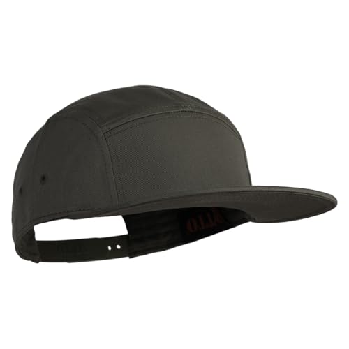 5 Panel Superior Cotton Twill Flat Bill Camper Cap - color: Olive Green