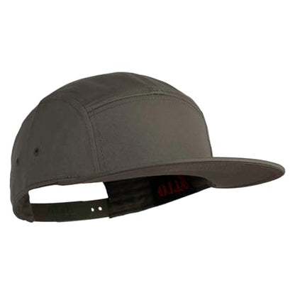 5 Panel Superior Cotton Twill Flat Bill Camper Cap - color: Olive Green