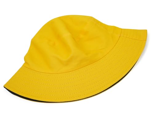 DIYDECAL Summer Bucket Hat,Beach Sun Hat Double-Sided Fisherman Hat for Men Women - color: Yellow
