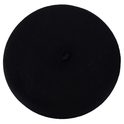 ZAKIRA Wool French Beret for Men & Women, Plain - color: Black