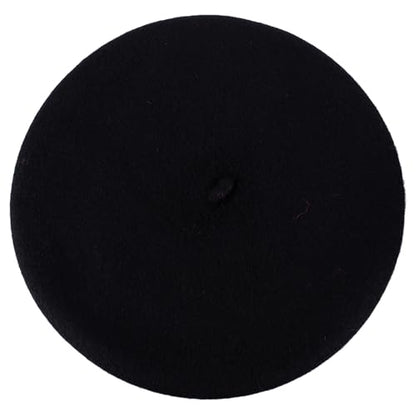 ZAKIRA Wool French Beret for Men & Women, Plain - color: Black