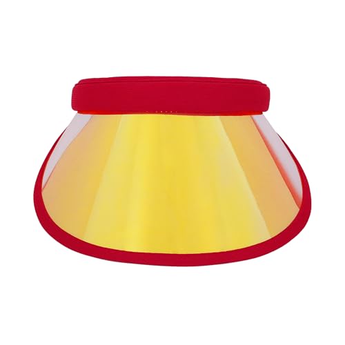 Surkat Women Sun Visors Hologram Wide Brim Thicker Sweatband UV Protective Sportswear Visors Sunhat - color: Red Gold