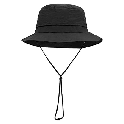 Croogo Sun Hats for Women UV Protection Summer Bucket Hat Waterproof Packable Fishing Hats Wide Brim Hiking Hat Gardening Hat - color: Afh02-black