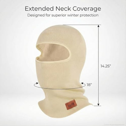 TBUS Men’s Knit Insulated Face Mask Beanie, Thermal Full Face Cover Ski Mask for Cold Weather for Women and Men - color: Beige