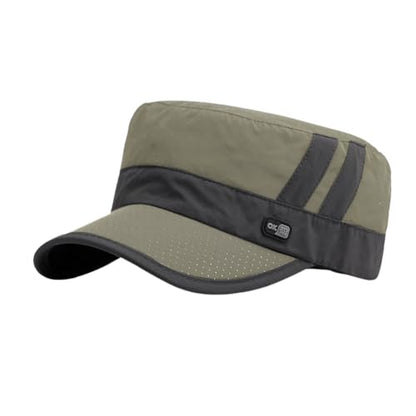 FASHIXD Mesh Military Hat for Men Summer Army Cap Quick Qry Short Bill Hat Cadet Caps - color: Dark Green