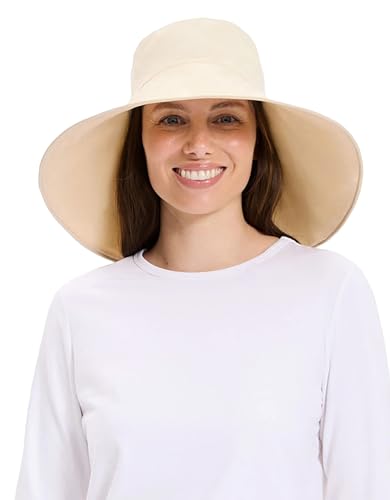Solbari Women's Ultra Wide Brim Hat UPF 50+ - color: Vanilla / Beige, size: Small-Medium