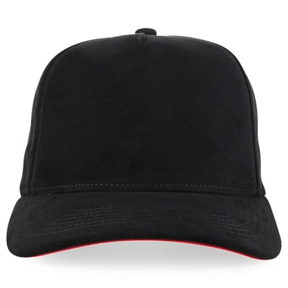 Trendy Apparel Shop 5 Panel Structured Soft Suede Snapback Ball Cap - color: Black