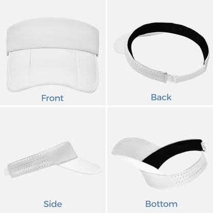 Foldable Sports Sun Visor Hat - Adjustable Running Golf Tennis Cap with Mesh&Reflective Design, Quick Drying for Men & Women - color: White/Non-reflective
