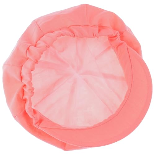 Lipodo Classic Baker Boy Cap Made in Italy Linen Cotton Ladies Elastic Band Spring Summer - color: Coral