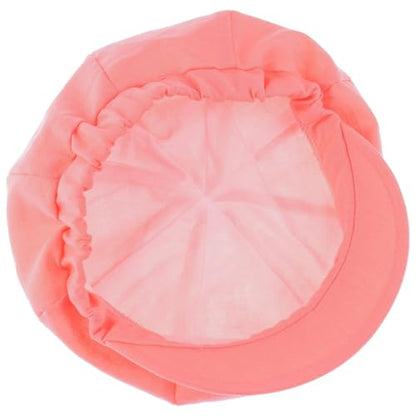 Lipodo Classic Baker Boy Cap Made in Italy Linen Cotton Ladies Elastic Band Spring Summer - color: Coral