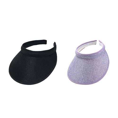 Cloth Covered Slip-On Visor for Women, Adjustable Cap Sports Sun Visors for Men - color: Black/Purple
