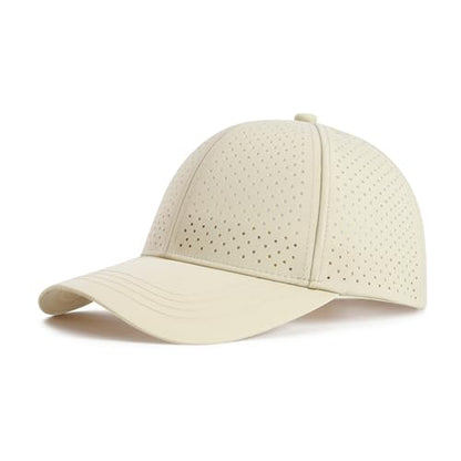FEINION Men Laser Mesh Breathable Snapback Baseball Cap - color: Khaki