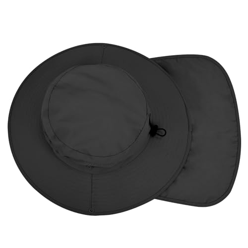 Sun Hats for Men Women, UPF 50+ Protection Fishing Hat with Neck Flap - color: Black
