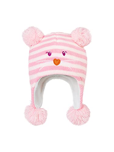 Baby Winter Hat Toddler Beanie Warm Fleece Lined Earflap Cap with Pom Pom - color: O1pc Cat Pink, size: 2-3T