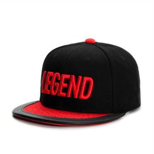 Legend Snapback Hat, Black and Red Flat Brim Baseball Cap