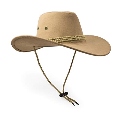 Cowboy Hat, Sun Hat Faux Felt Leather Suede Travel Cap Western Hat Outdoor Sun Protect - color: Beige