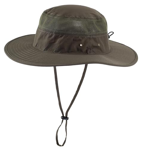Home Prefer UPF 50+ Men's Sun Hat Wide Brim Bucket Hat UV Protection Hat for Mens Womens Beach Safari Gardening Golf Fishing - color: Army Green