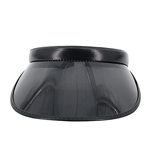 Surkat Women Sun Visors Hologram Wide Brim Thicker Sweatband UV Protective Sportswear Visors Sunhat - color: Pure Black