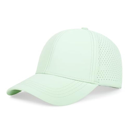 Quick Dry Baseball Cap Curved Brim Snapback Hat Mesh for Men Women - color: Aquagreen