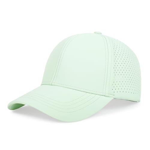 Quick Dry Baseball Cap Curved Brim Snapback Hat Mesh for Men Women - color: Aquagreen